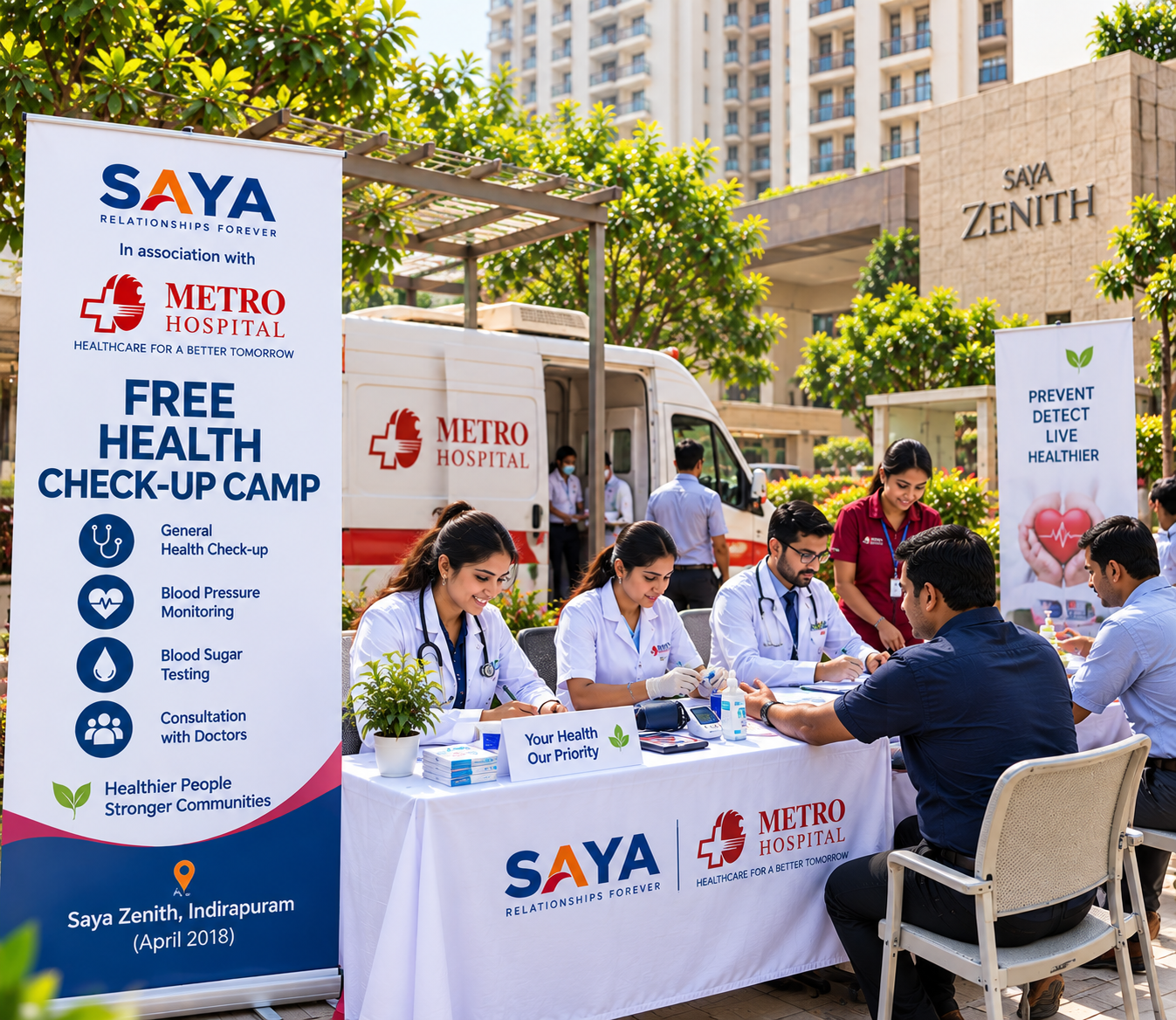 Free Health Check-up Camp with Metro Hospital at Saya Zenith