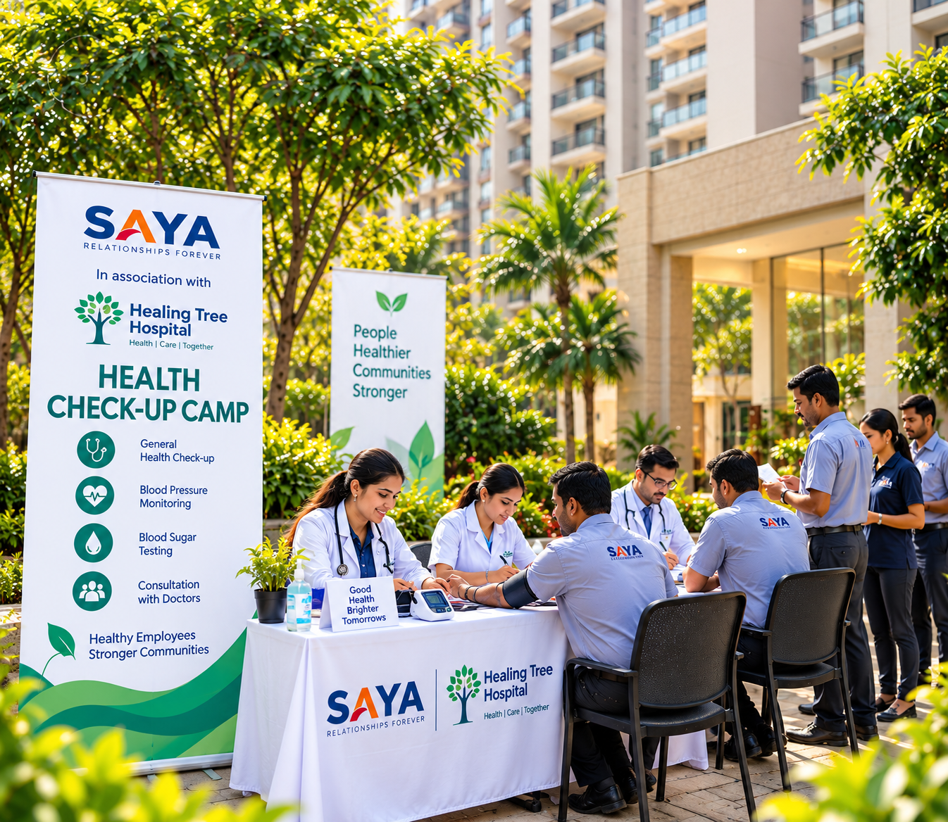 Health Check-up Camp with Healing Tree Hospital at Saya Gold Avenue